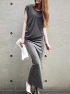 Romwe Chiffon & Jersey Long Blouson Dress