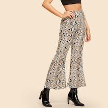 Romwe Snake Print Flare Leg Pants