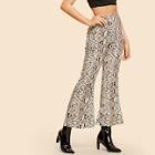 Romwe Snake Print Flare Leg Pants