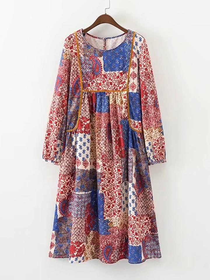 Romwe Seam Detail Patchwork Smock Dress