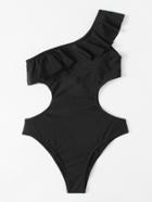 Romwe One Shoulder Cut Out Swimsuit