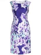 Romwe Purple Round Neck Sleeveless Floral Print Dress