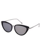 Romwe Black Frame Metal Arm Cat Eye Sunglasses