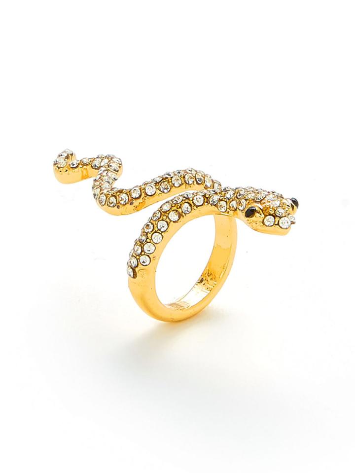 Romwe Rhinestone Snake Design Ring