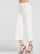 Romwe White Pleated Wide Leg Pants With Belt