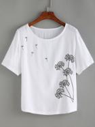Romwe Dandelion Print Linen T-shirt