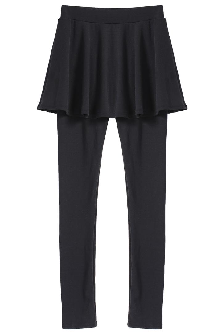 Romwe Flouncing Slim Black Skirt Legging