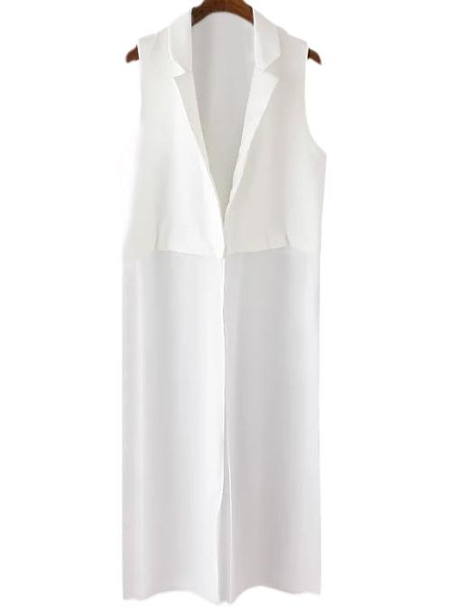 Romwe White Lapel Cardigan Vest Outerwear