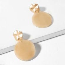 Romwe Textured Disc Round Drop Earrings