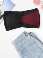 Romwe Color Block Button Detail Tube Top