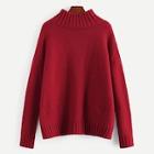 Romwe Plus Drop Shoulder Ribbed Knit Trim Sweater