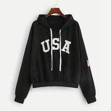 Romwe Plus Letter Print Hoodie