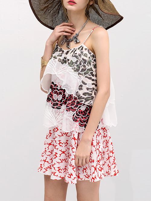 Romwe Spaghetti Strap Embroidered Patch Shift Dress