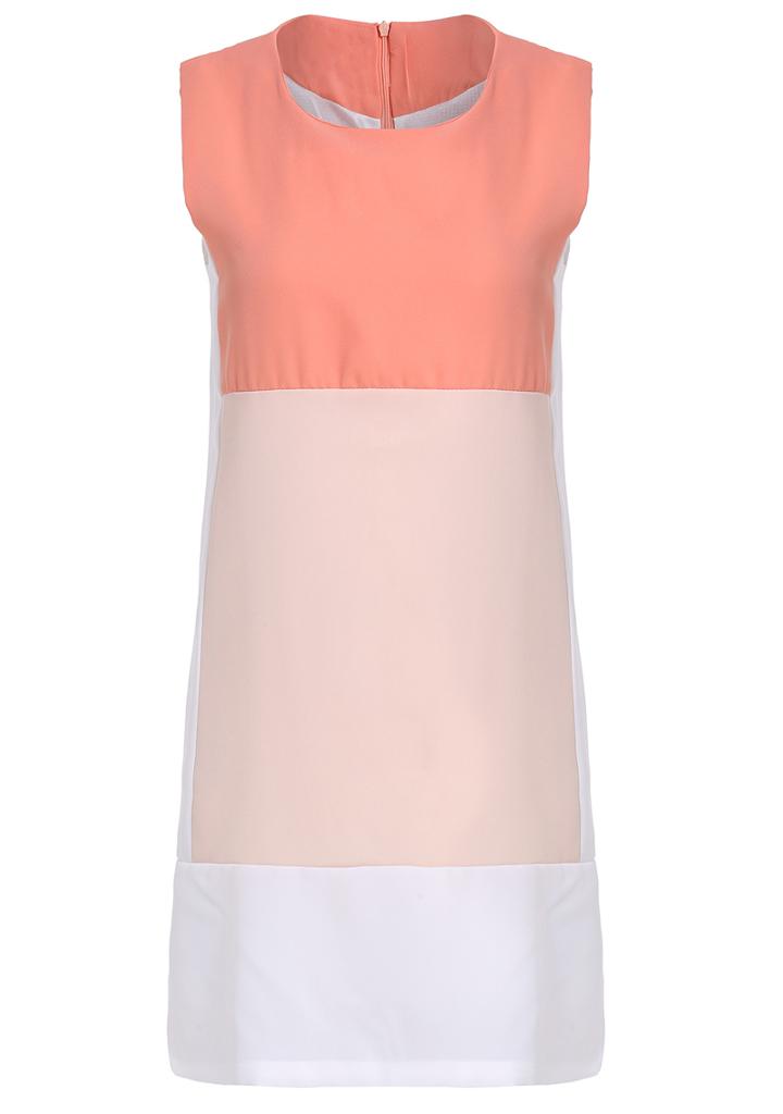 Romwe Color-block Sleeveless Chiffon Straight Dress