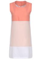 Romwe Color-block Sleeveless Chiffon Straight Dress