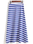 Romwe Striped Cut Out A-line Skirt