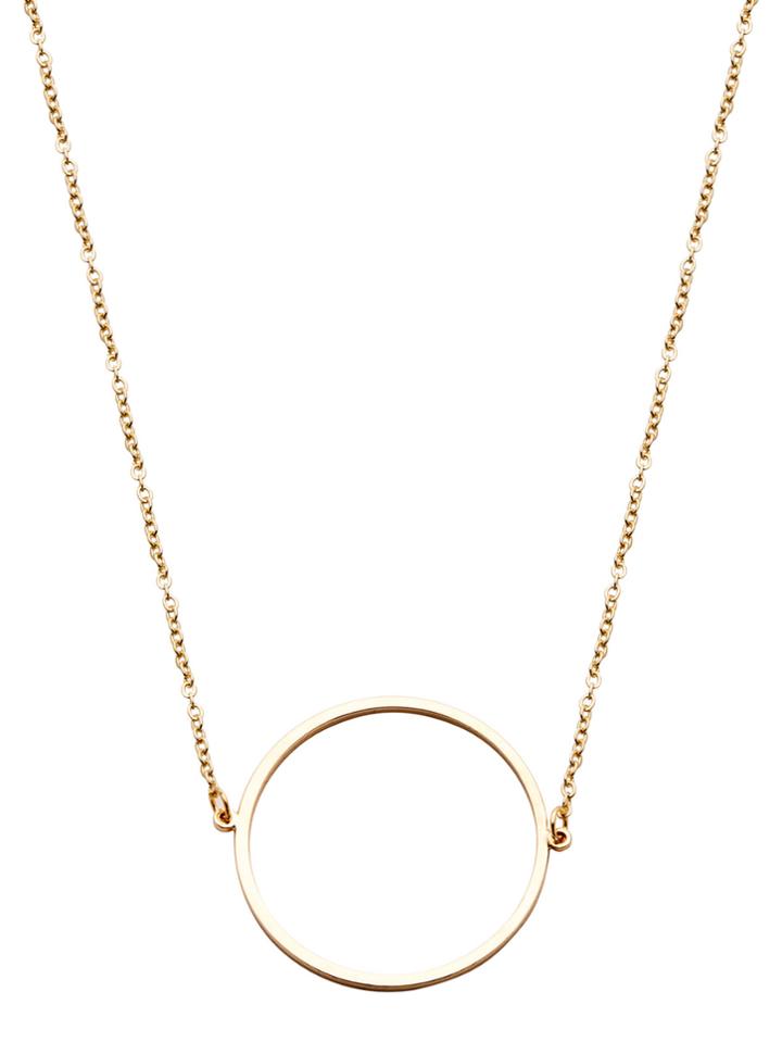 Romwe Gold Plated Hollow Circle Pendant Necklace