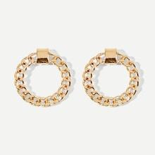 Romwe Chain Shaped Hoop Earrings