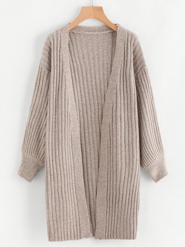 Romwe Drop Shoulder Slub Sweater Coat