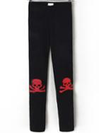 Romwe Skull Pattern Slim Black Legging