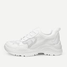 Romwe Net Detail Lace-up Chunky Sneakers