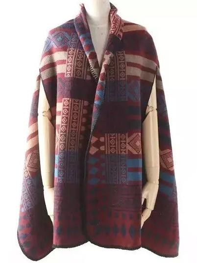 Romwe Geometric Pattern Burgundy Scarf