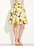 Romwe Lemon Print A-line Skirt With Belt
