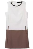 Romwe Colour-block Sleeveless Rhinestone Slim Dress