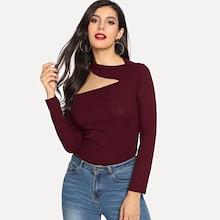 Romwe Cut Out Solid Tee