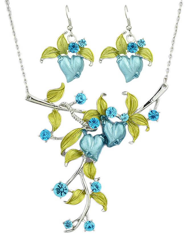 Romwe Costume Beautiful Colorful Enamel Large Leaf Fashion Women Jewelry Set
