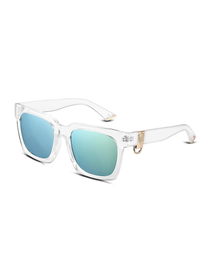 Romwe White Clear Frame Gold Trim Sunglasses