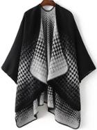 Romwe Black Draped Collar Dip Hem Cape Sweater