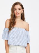 Romwe Vertical Stripe Bardot Crop Top