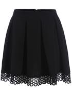Romwe Hollow Pleated Black Skirt