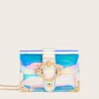 Romwe Buckle Detail Iridescent Chain Crossbody Bag