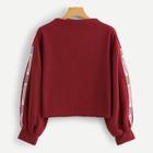 Romwe Slogan Print Tape Sleeve Sweatshirt