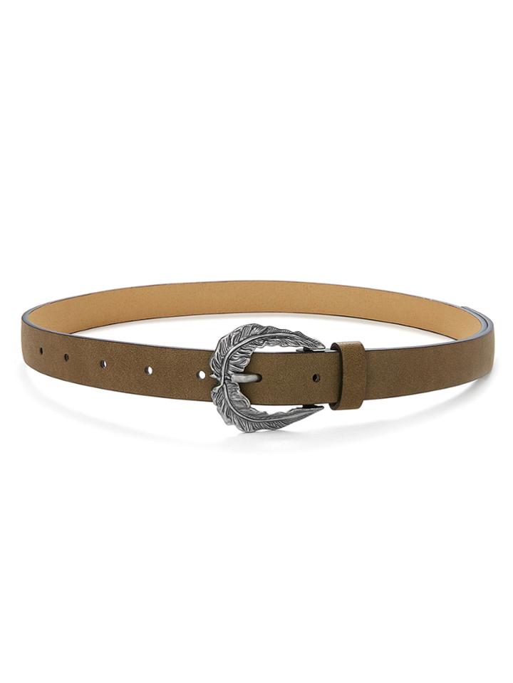 Romwe Leaf Design Buckle Belt
