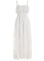 Romwe Spaghetti Strap Crochet Detail Dress