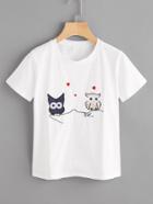 Romwe Owl Embroidered Tee