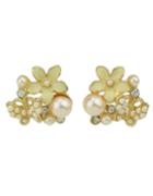 Romwe Fashion Small Flower Imitation Pearl Stud Earrings