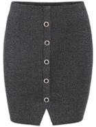 Romwe Single-breasted Slit Front Knit Skirt