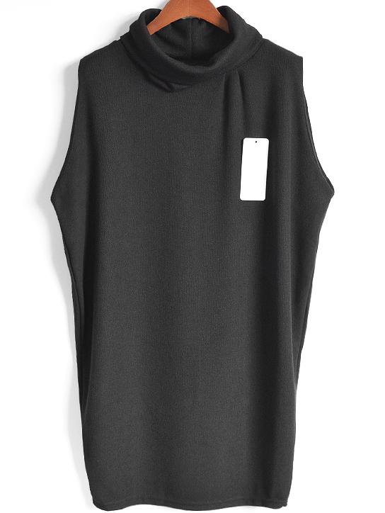 Romwe Turtleneck Loose Black Vest