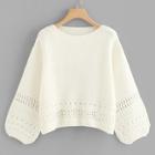 Romwe Eyelet Insert Lantern Sleeve Jumper
