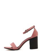 Romwe Pink Faux Suede Open Toe Ankle Strap Chunky Sandals
