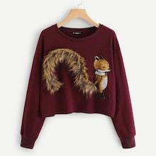 Romwe Plus Fox Patch Sweatshirt