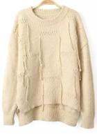 Romwe High-low Mohair Beige Sweater