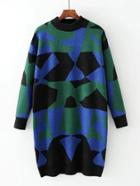 Romwe Ribbed Trim Patchwork Sweater Dress