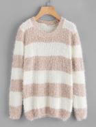 Romwe Wide Striped Mohair Sweater