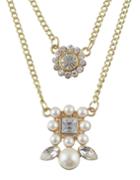 Romwe Gold Plated Imitation Pearl Pendant Necklace Jewelry