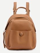 Romwe Camel Pebbled Faux Leather Backpack
